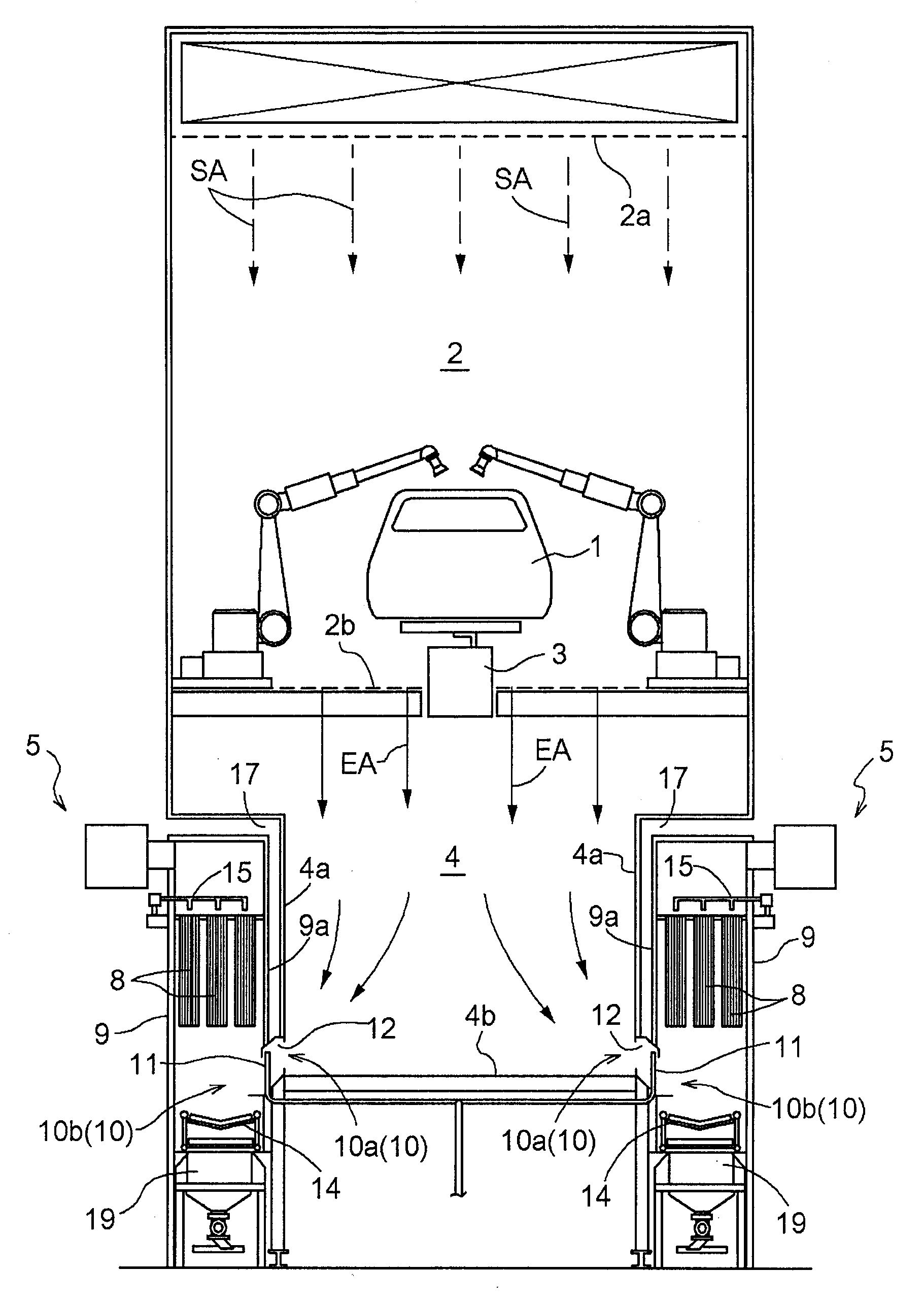 Filtering apparatus, spray painting booth with the filtering apparatus, and simplified spray painting booth with the filtering apparatus