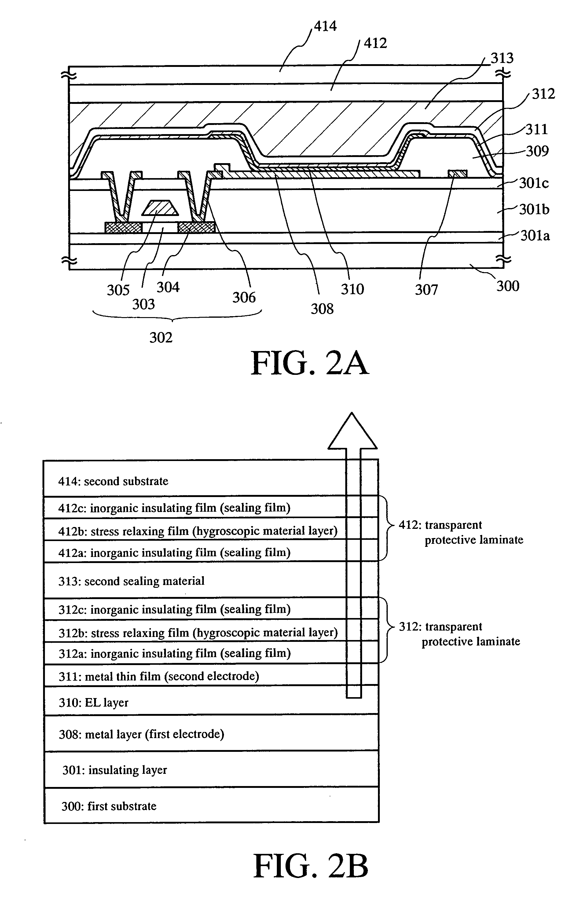 Light emitting device comprising film having hygroscopic property and transparency and manufacturing method thereof