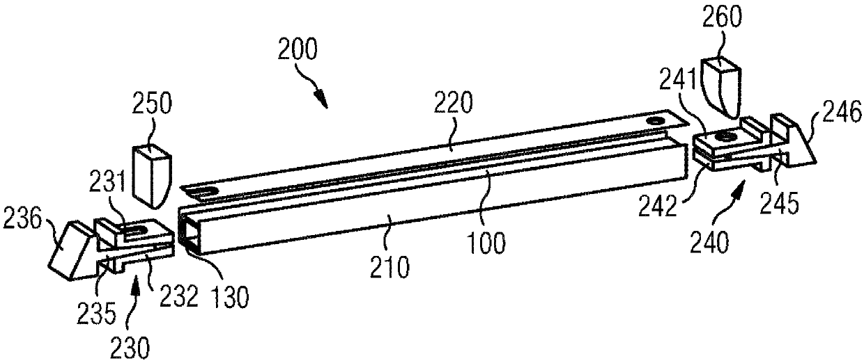 Method and tool for calibration of hollow profile component produced by extrusion for automobile manufacturing