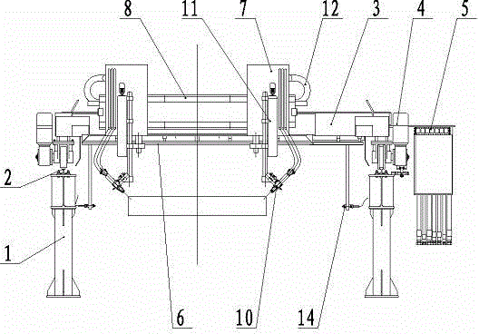 Automatic continuous casting billet flame cleaning device and operation method thereof