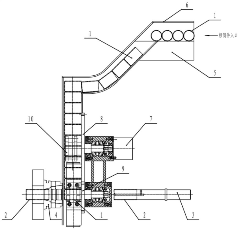 Short-tube drawing parts co-direction full row feeding device