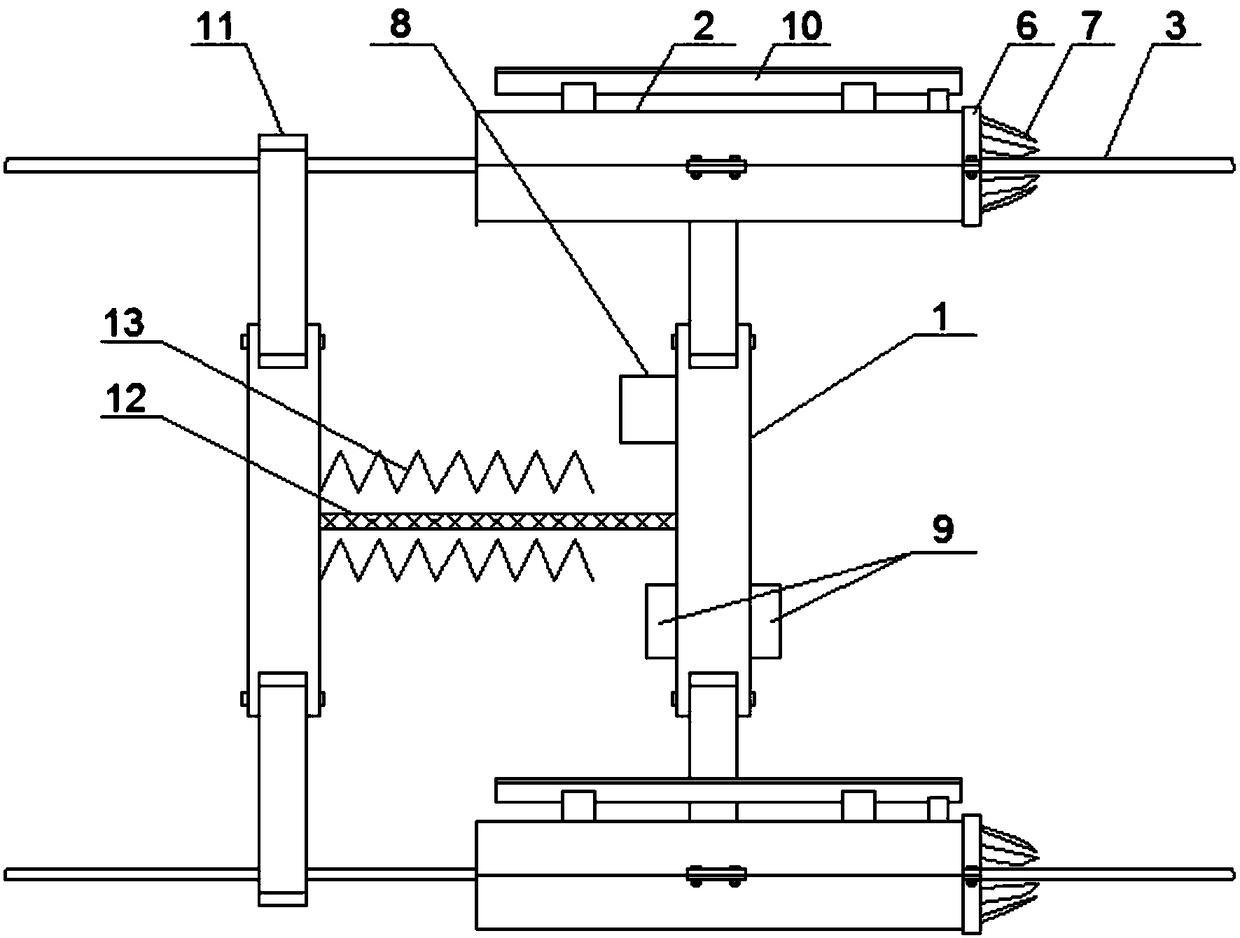 A foreign matter removal device for overhead transmission lines