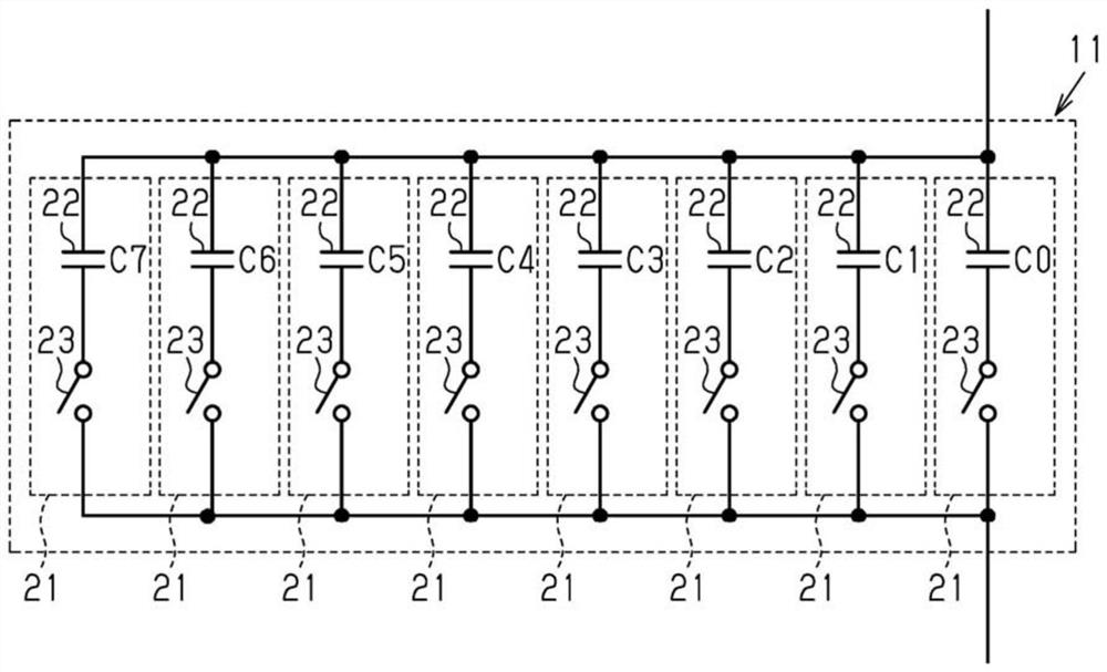 Capacitance detection device