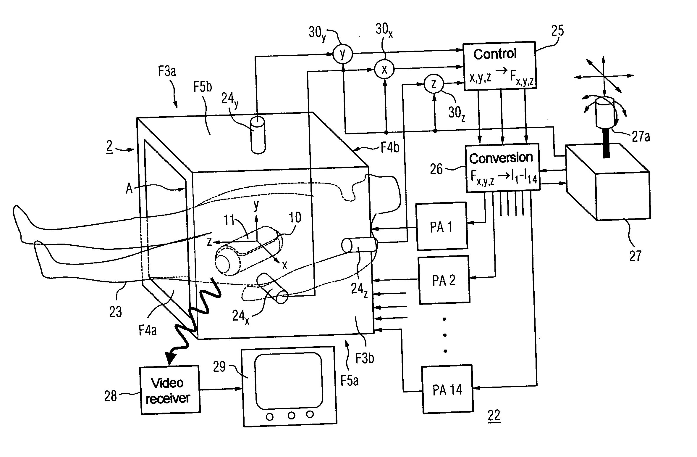 Magnetically navigable device with associated magnet element