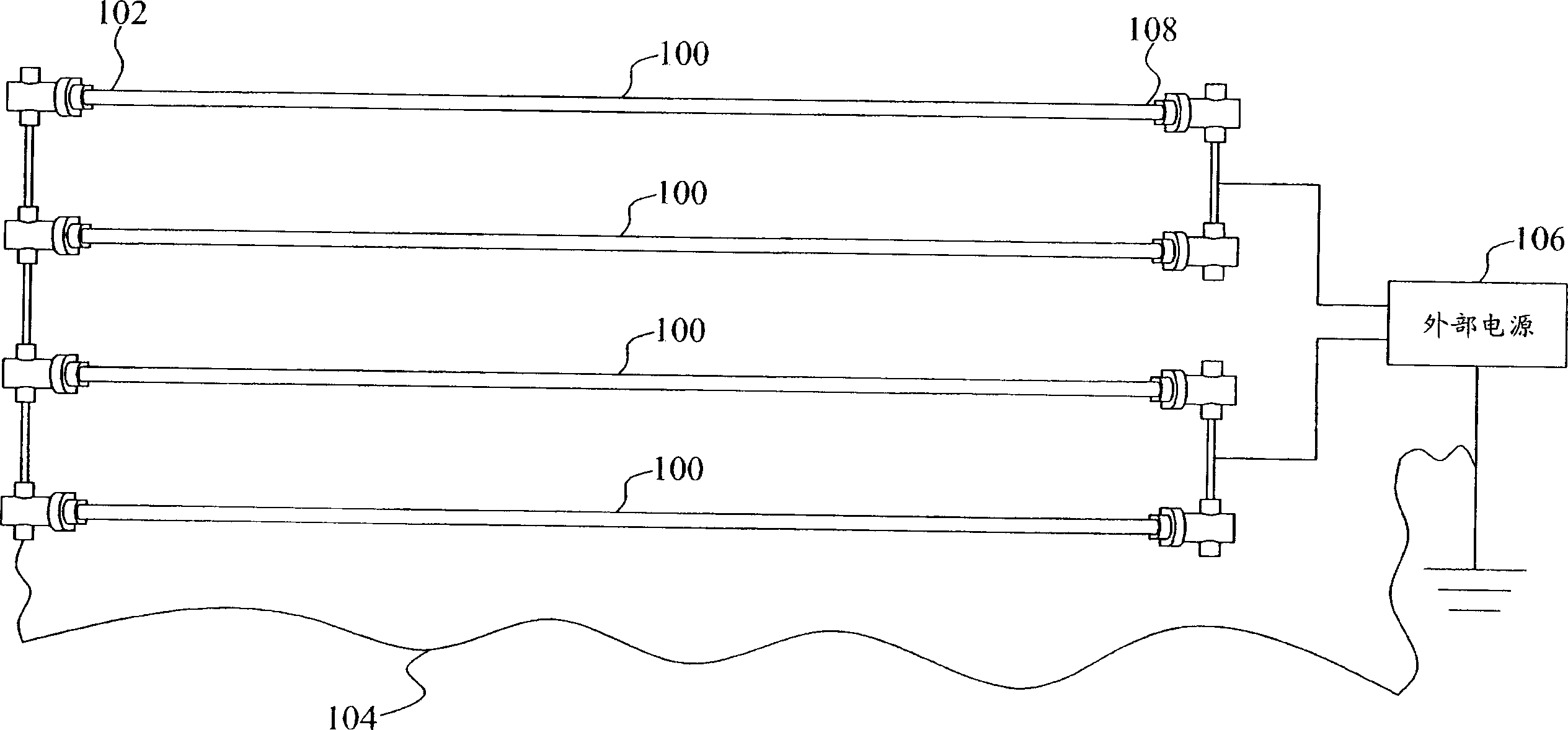 Cold cathode fluorescent lamp system with low voltage earthing