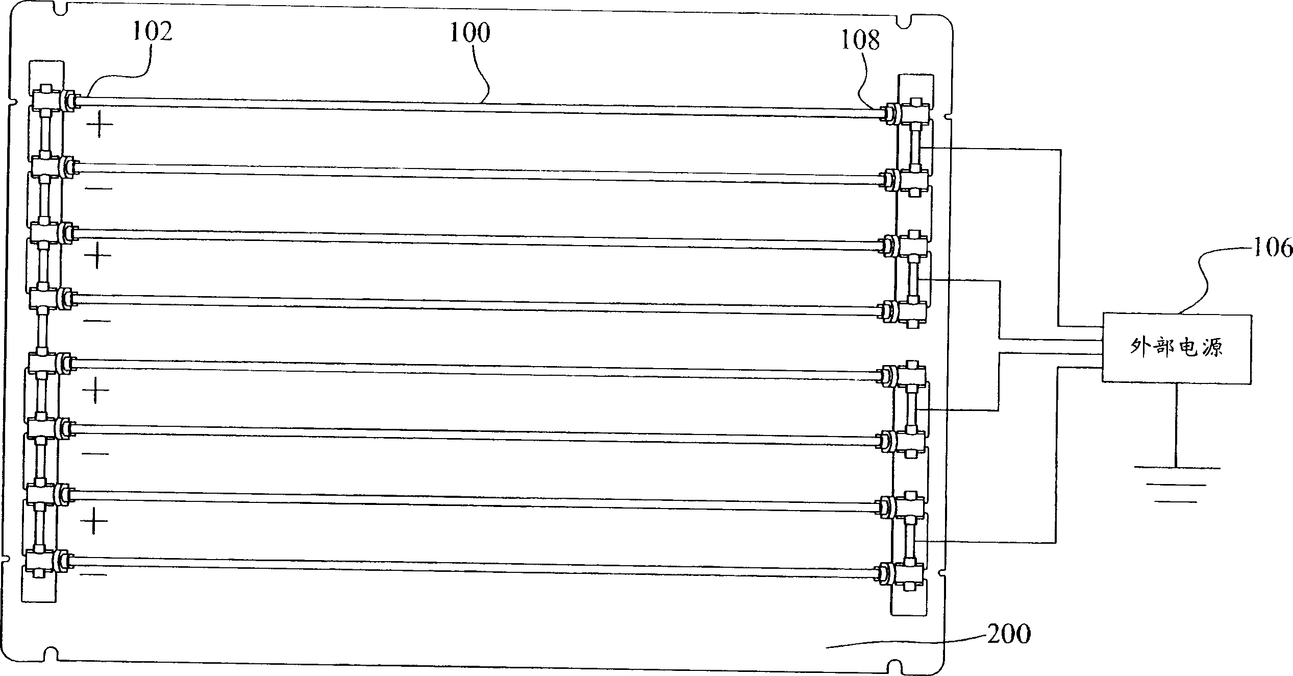 Cold cathode fluorescent lamp system with low voltage earthing