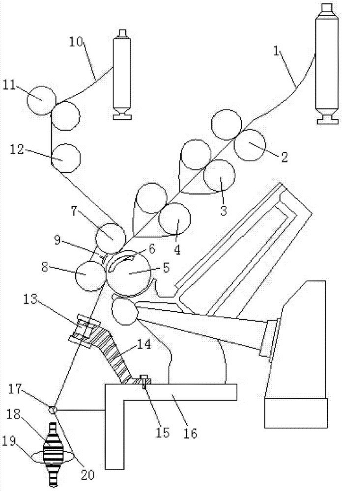 Low-twist, high-strength and little-fuzz yarn production method and yarn