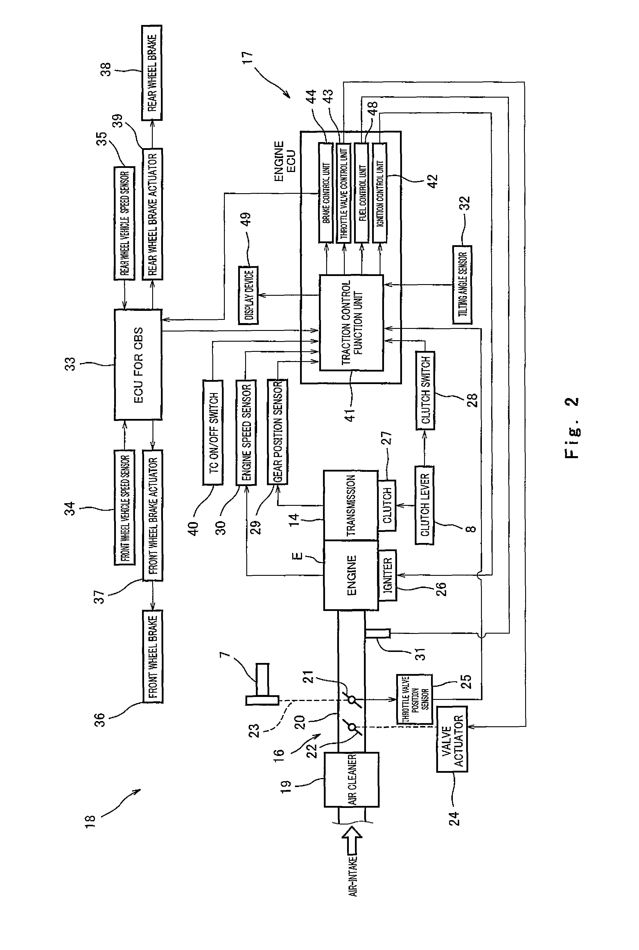 Slip suppression control for a motorcycle with an on/off input device