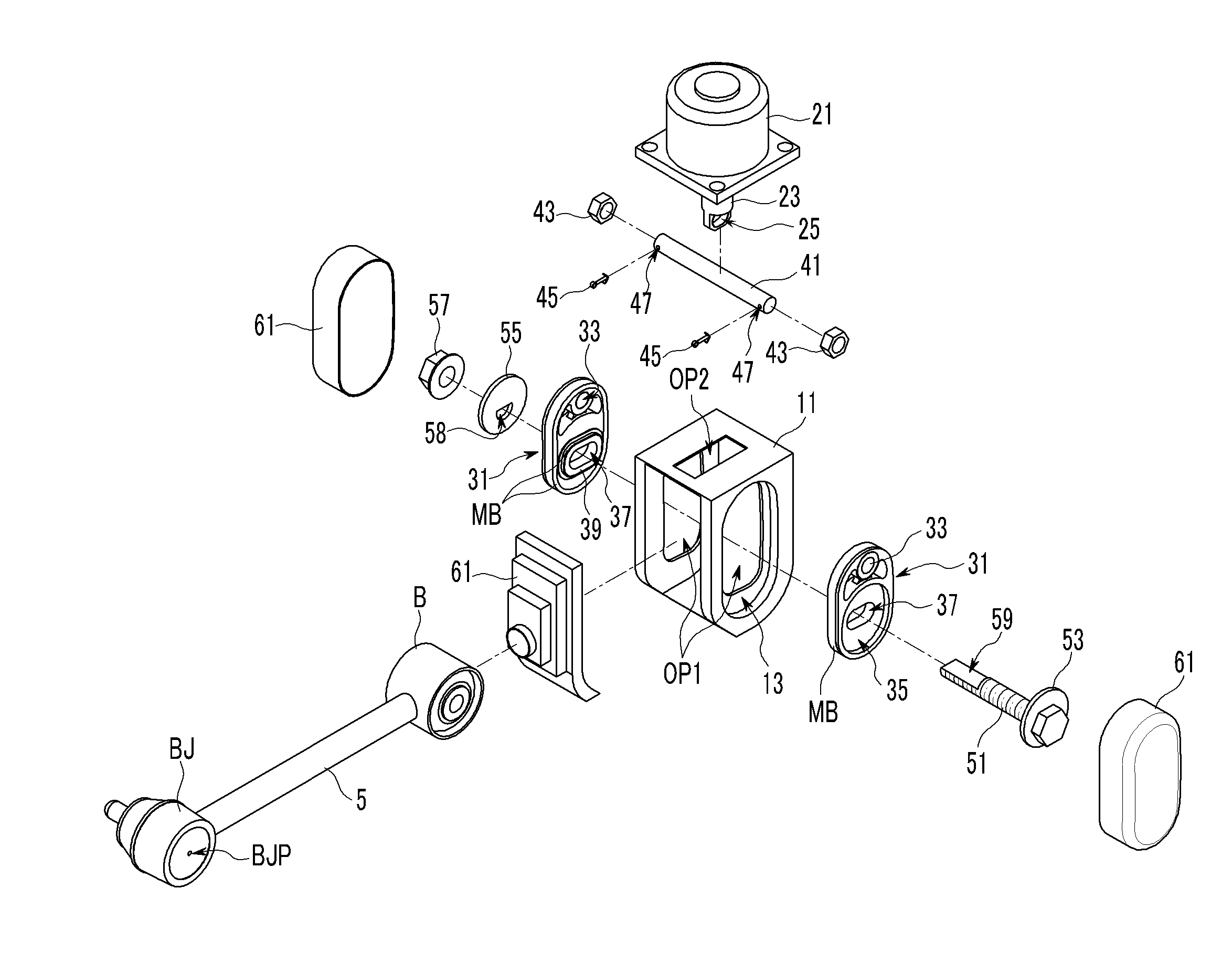 Active geometry control suspension system and actuating device driving the same