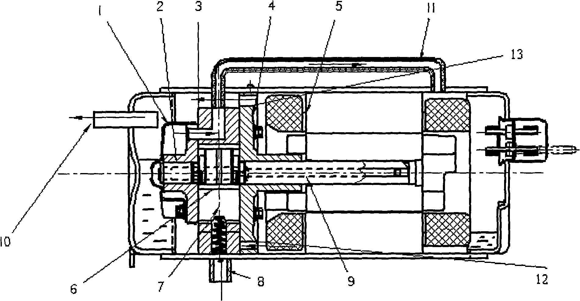 Self-cooling horizontal type rolling rotor compressor