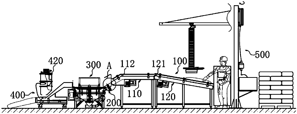 Unpacking device and unpacking feeding system