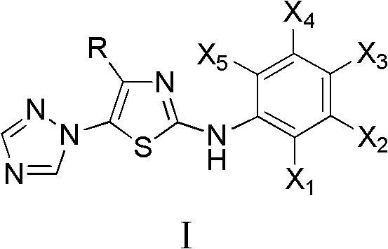 4-alkyl-2-arylamino-5-(1,2,4-triazole-1-group) thiazole and application thereof to preparation of medicaments for resisting cancer