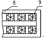 Slicing device capable of cooling coarse cereal instant noodle cakes uniformly up and down