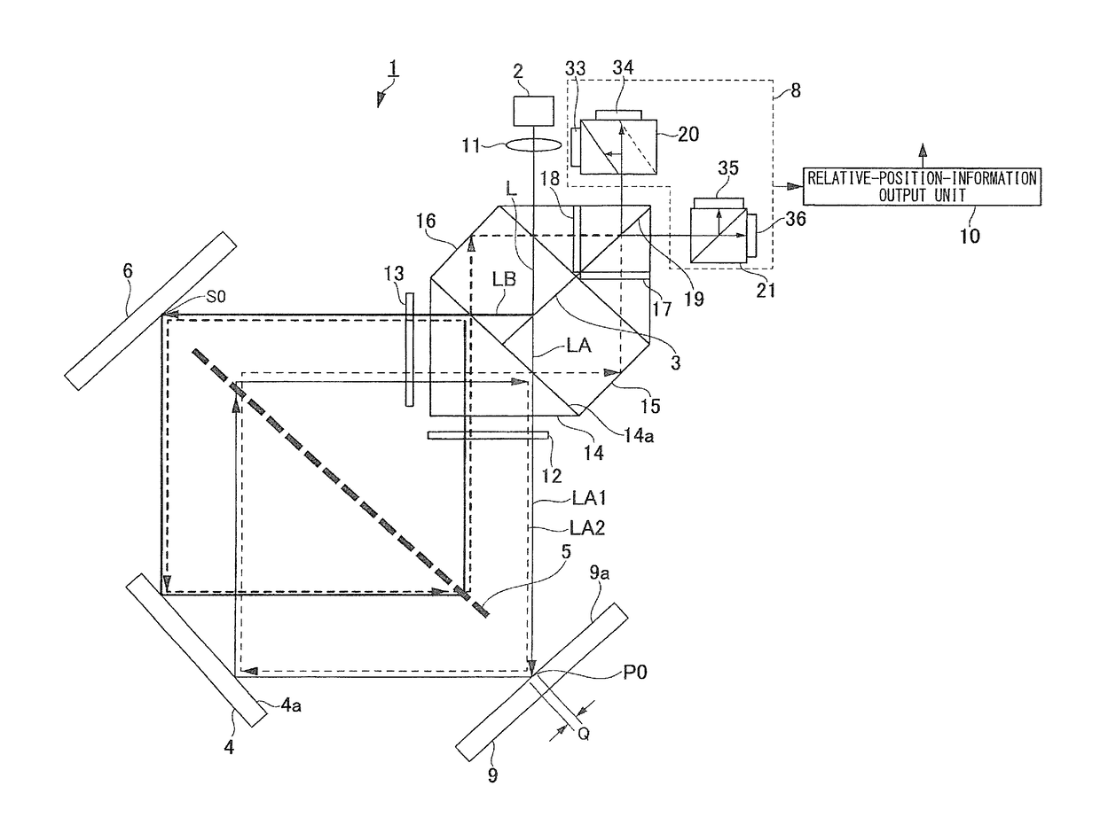 Displacement detecting device