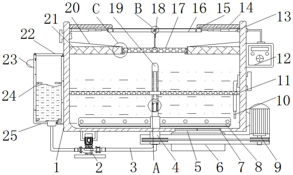 Efficient and environment-friendly sewage treatment sedimentation tank with foreign matter falling prevention function