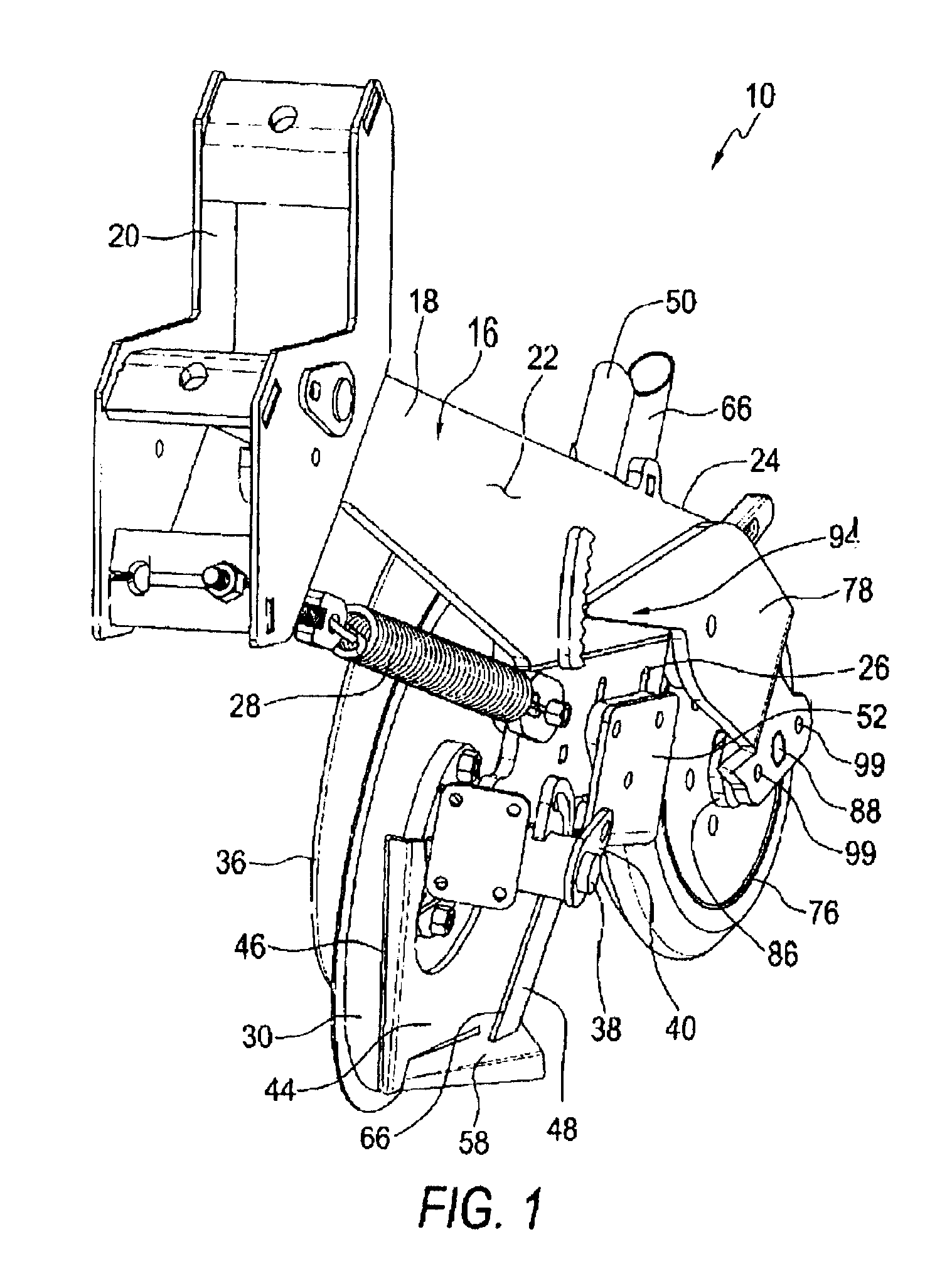 Furrow opener apparatus with two way depth control