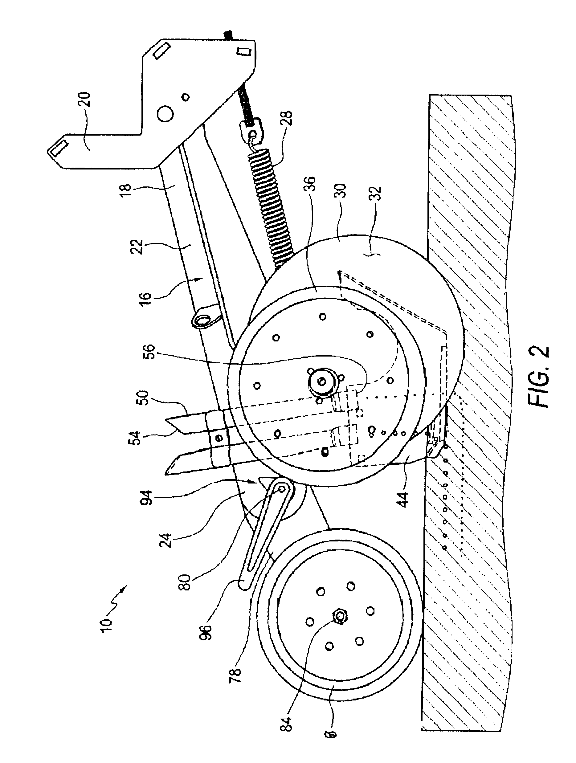 Furrow opener apparatus with two way depth control