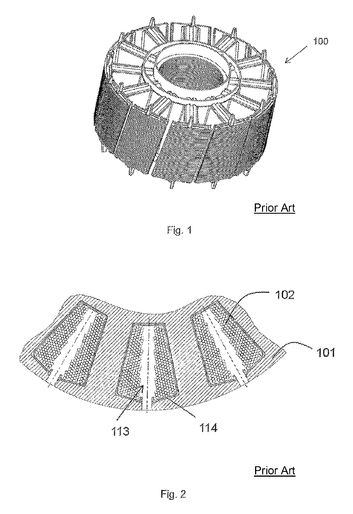 Stator having adapted tooth geometry with teeth having circumferential projections