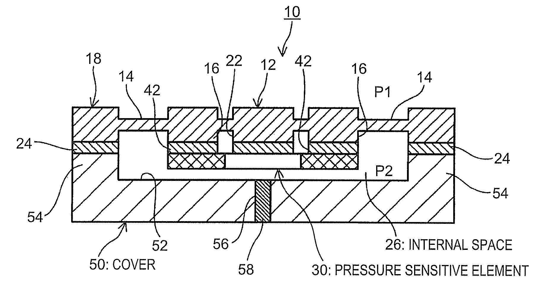 Pressure sensor having a diaphragm having a pressure-receiving portion receiving a pressure and a thick portion adjacent to the pressure-receiving portion