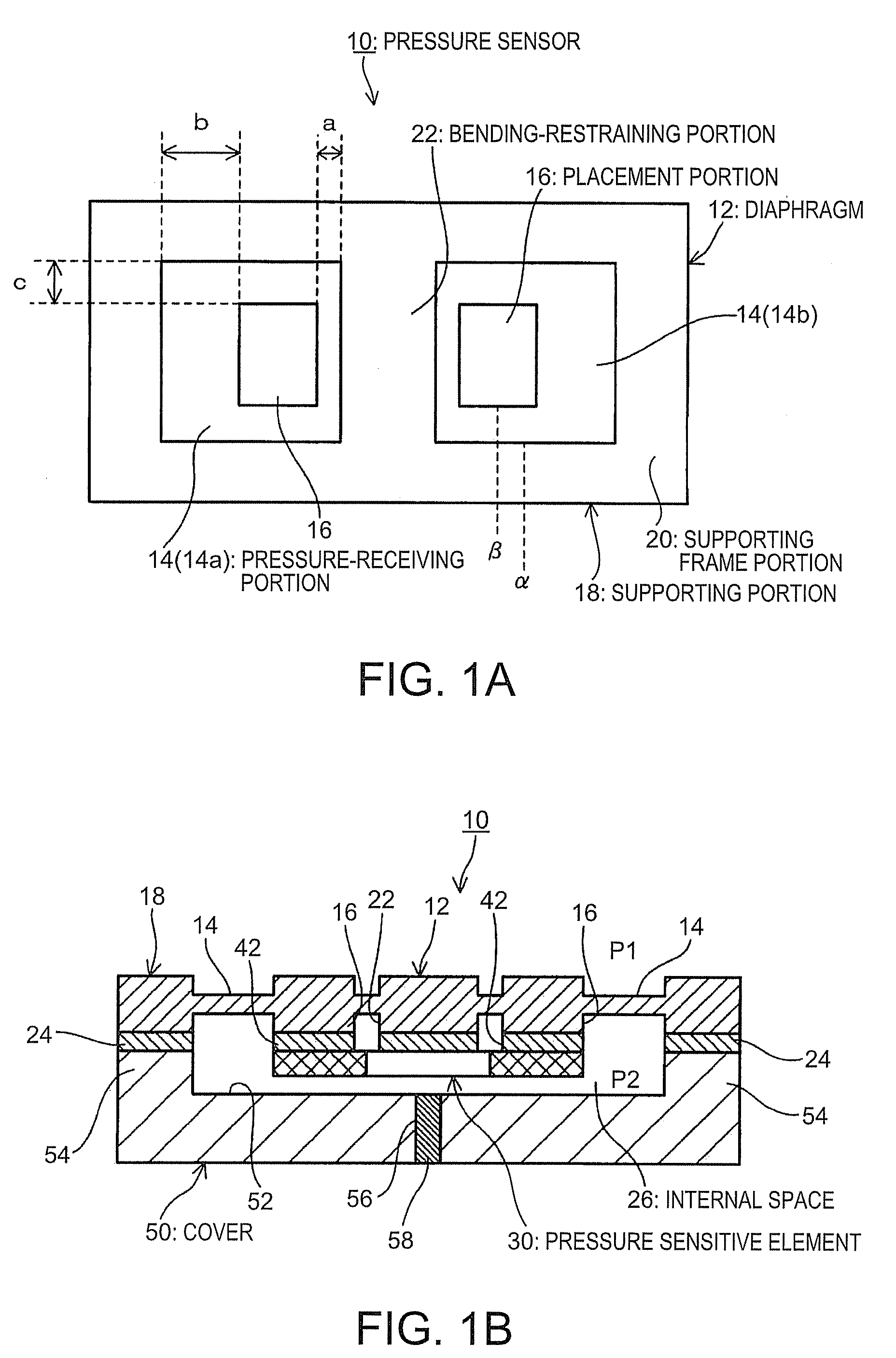 Pressure sensor having a diaphragm having a pressure-receiving portion receiving a pressure and a thick portion adjacent to the pressure-receiving portion