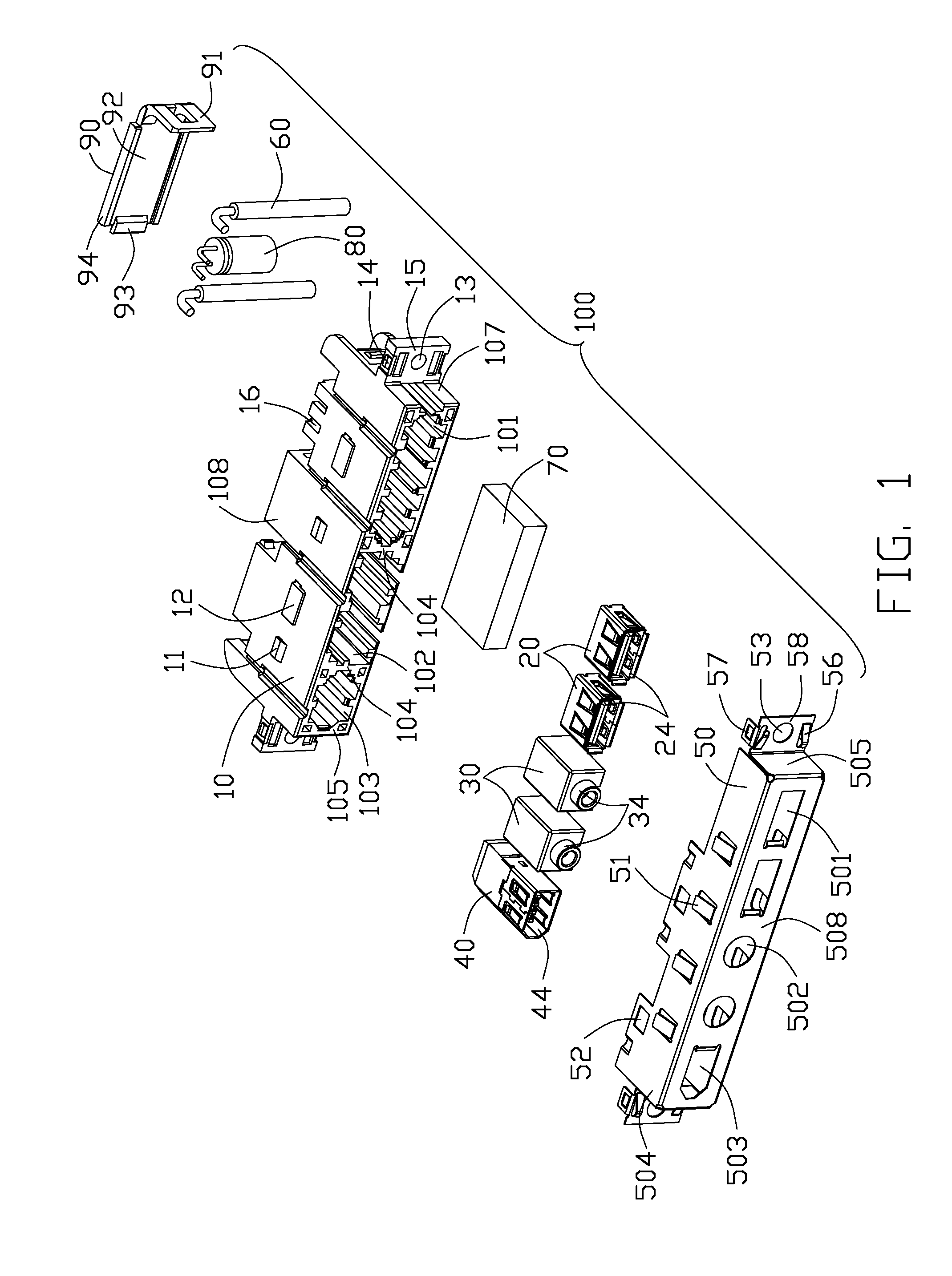 Cable connector assembly having means for limiting cables thereof from swinging