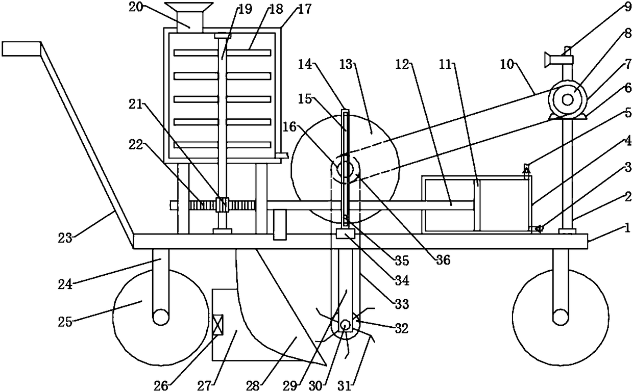 Water-sprinkling, fertilizer-applying and impurity-removing integral device for garden greening