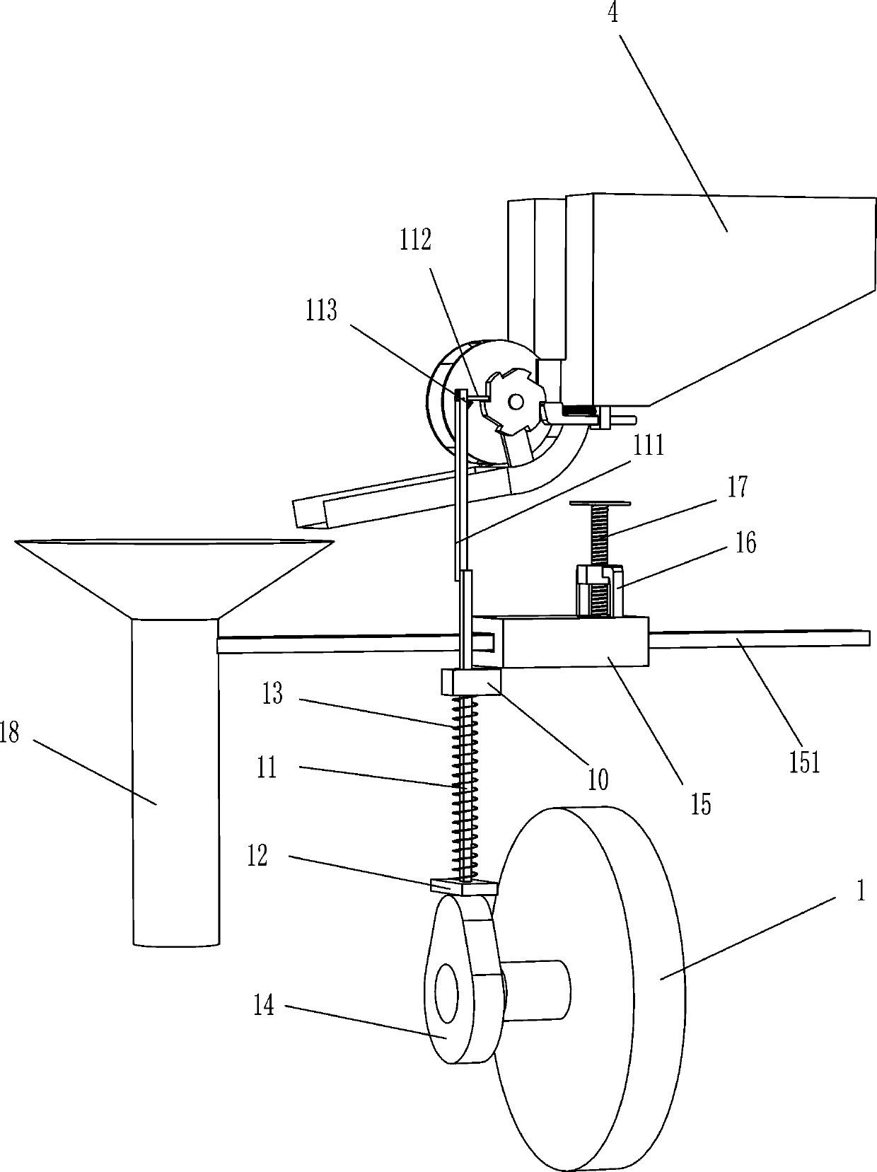 Hand-push-type positioned seeding device for peanut planting