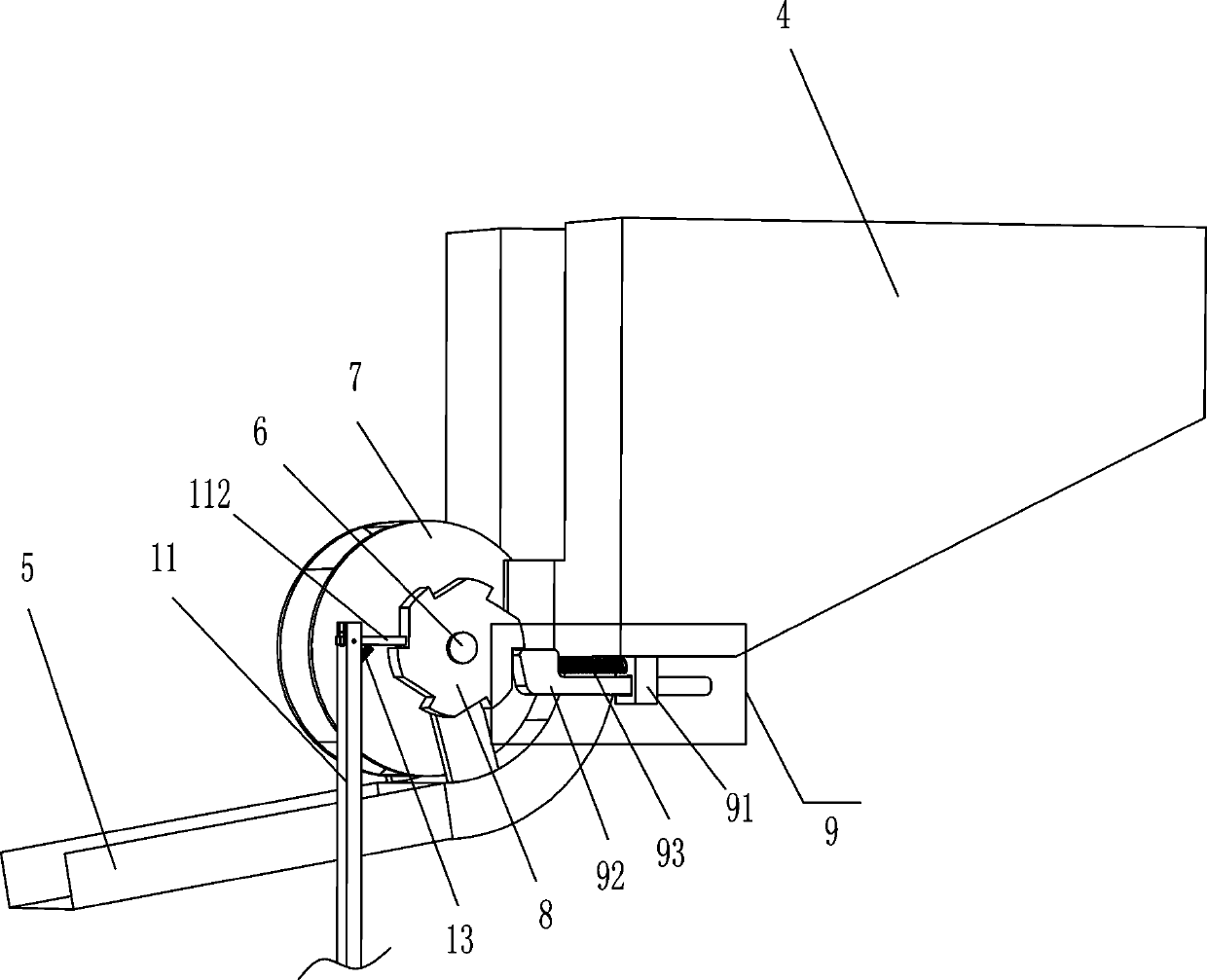 Hand-push-type positioned seeding device for peanut planting