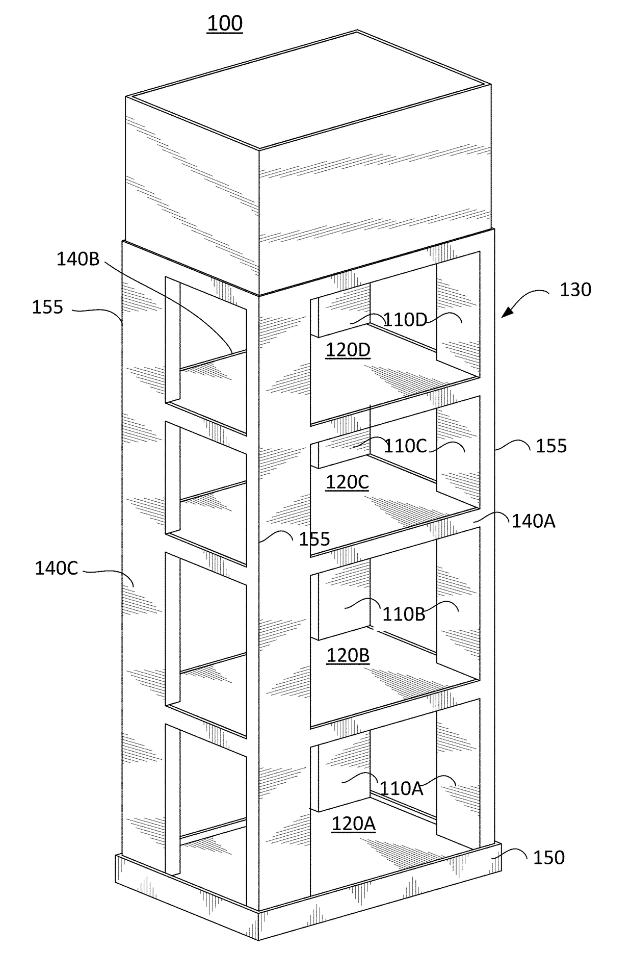 Display Unit with Built-in Shelving Supports