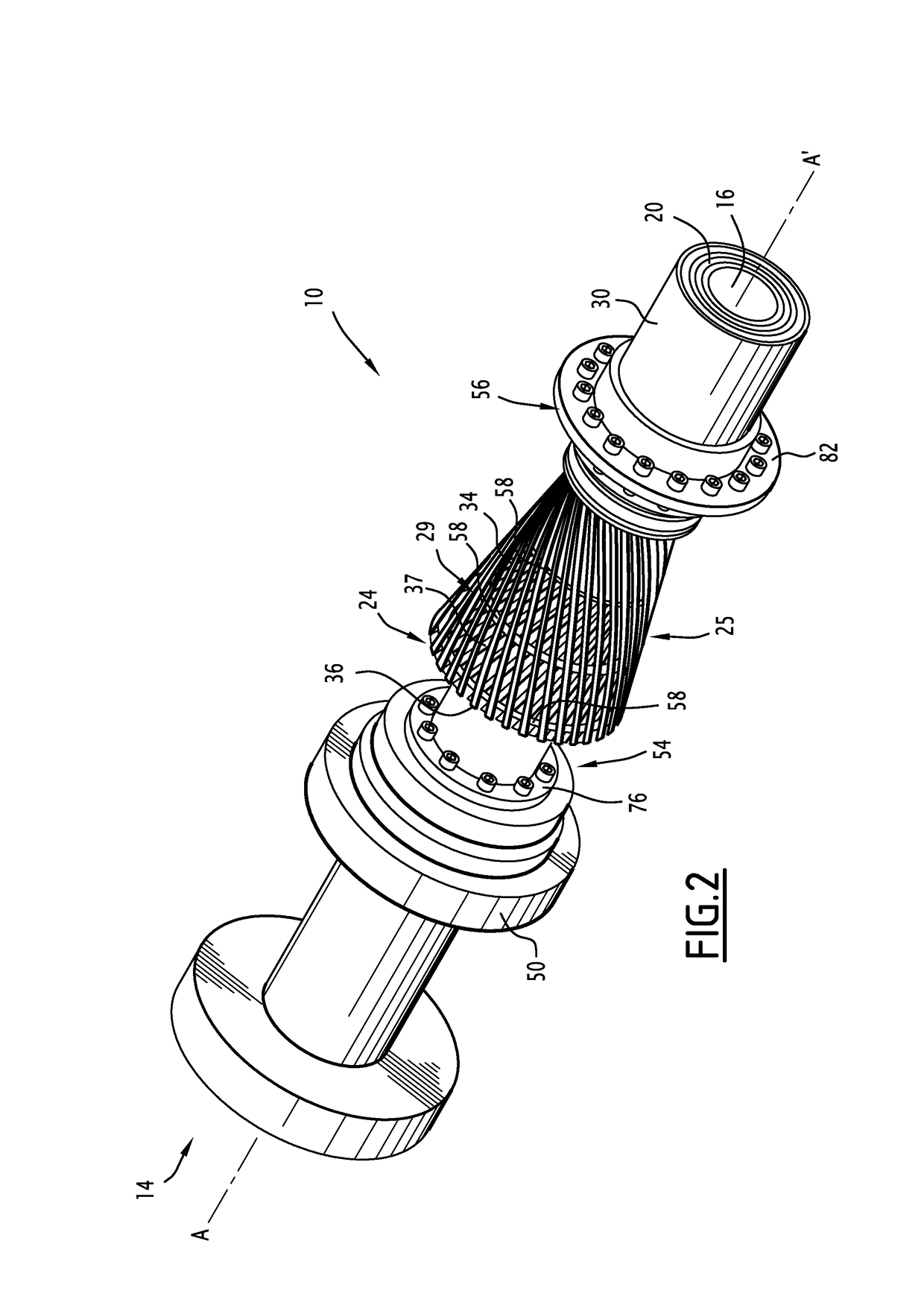 Connecting endpiece of a flexible pipe with a spacing member, associated flexible pipe and method
