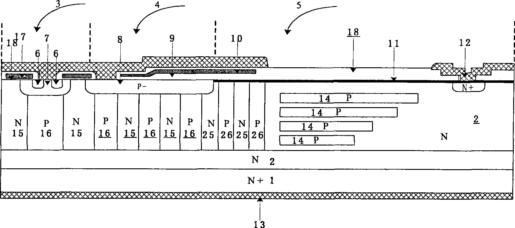 Ultra-junction longitudinal bilateral diffusion metal oxide semiconductor tube