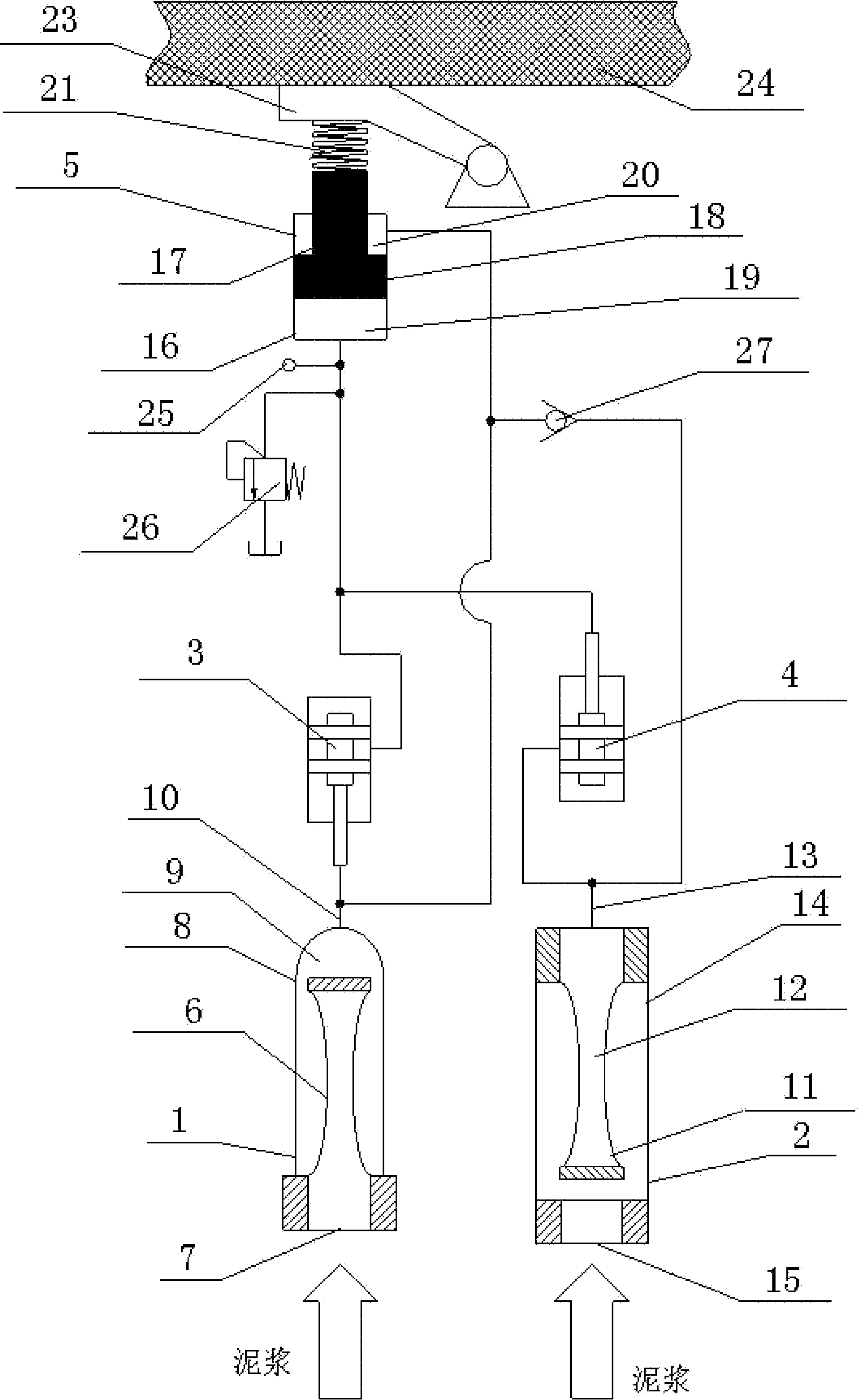 Slurry power bidirectional control hydraulic system for drilling and operation method thereof