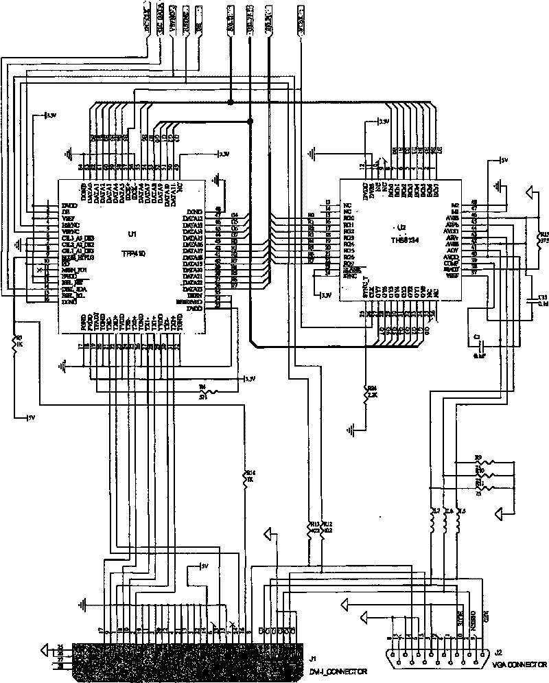 DVI-I and VGA interface circuit