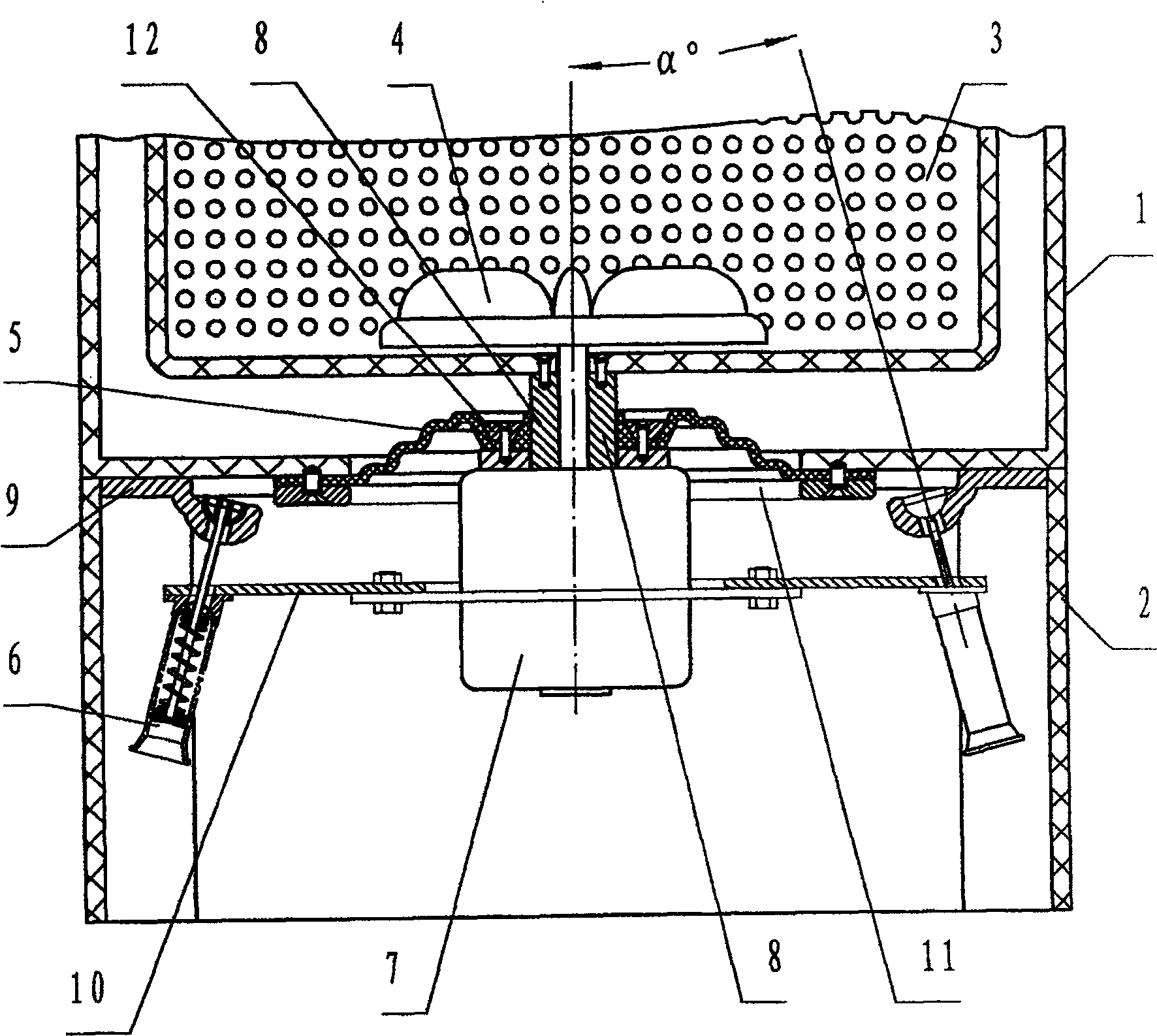 Inner inclined suspension type vibration avoiding system for shell and barrel integrated full automatic impeller washing machine