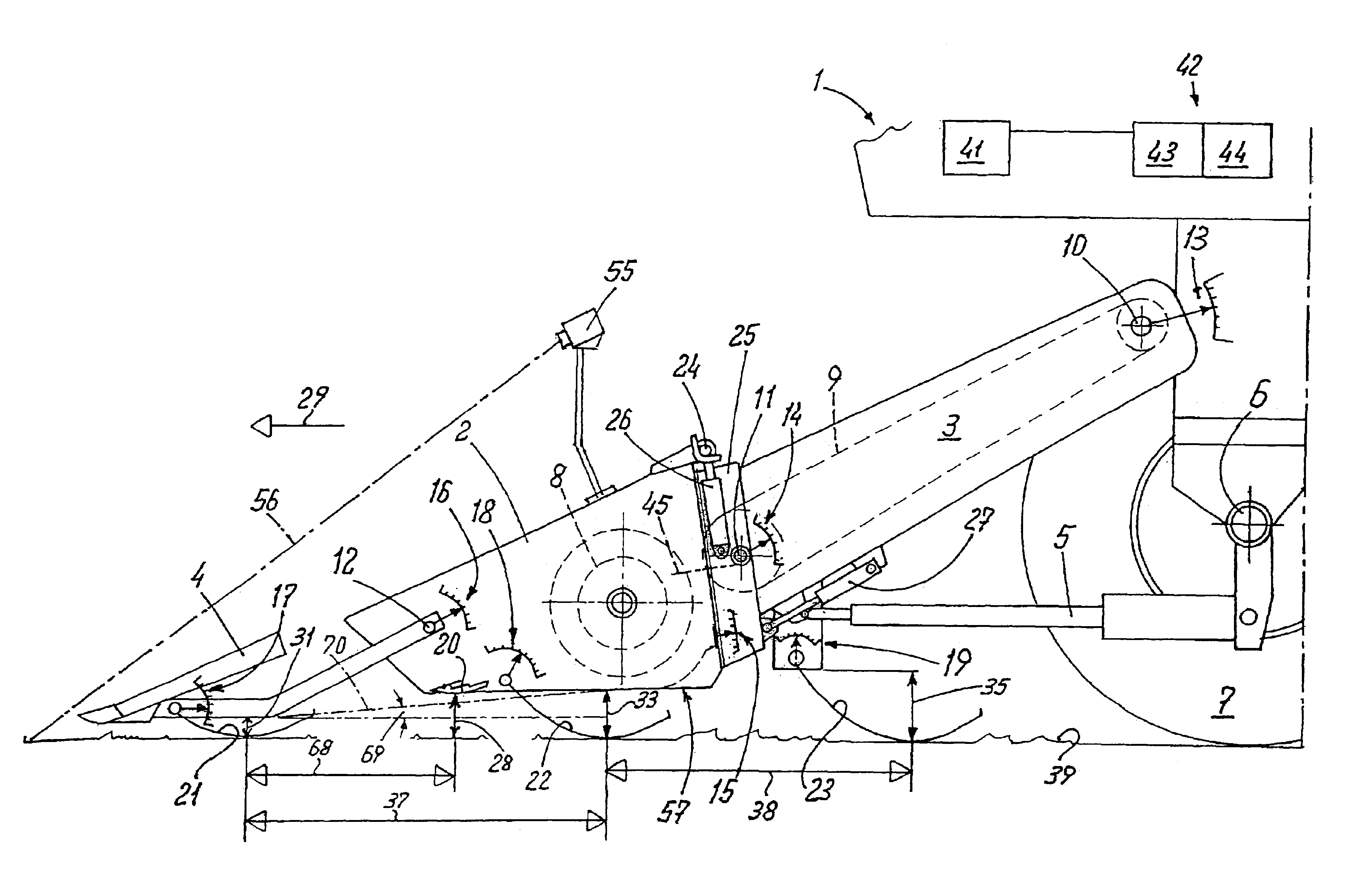 Position control for a crop pickup device