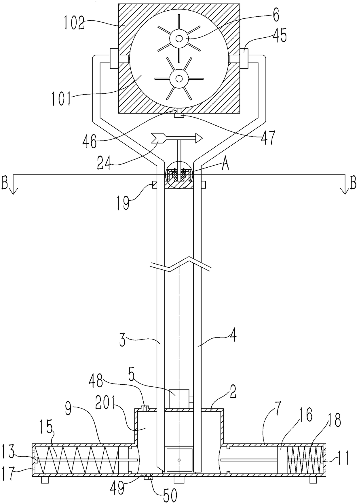 LED projection lamp provided with heat dissipating device