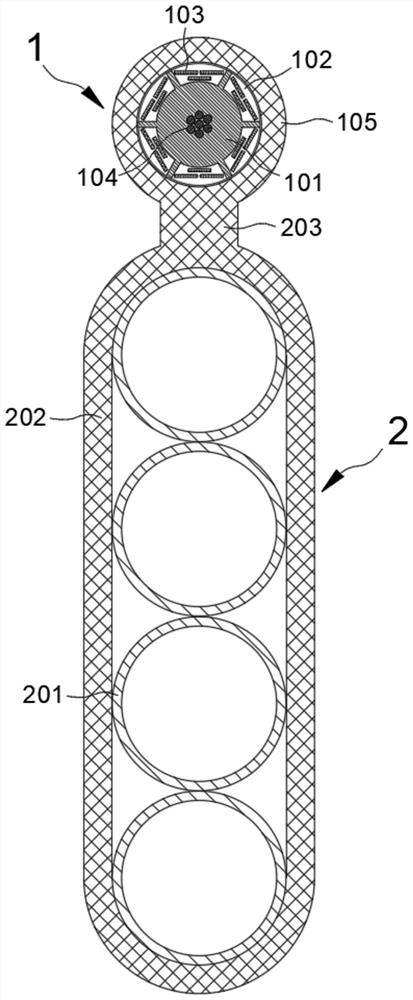 Flat self-supporting overhead composite optical cable based on skeleton optical cable