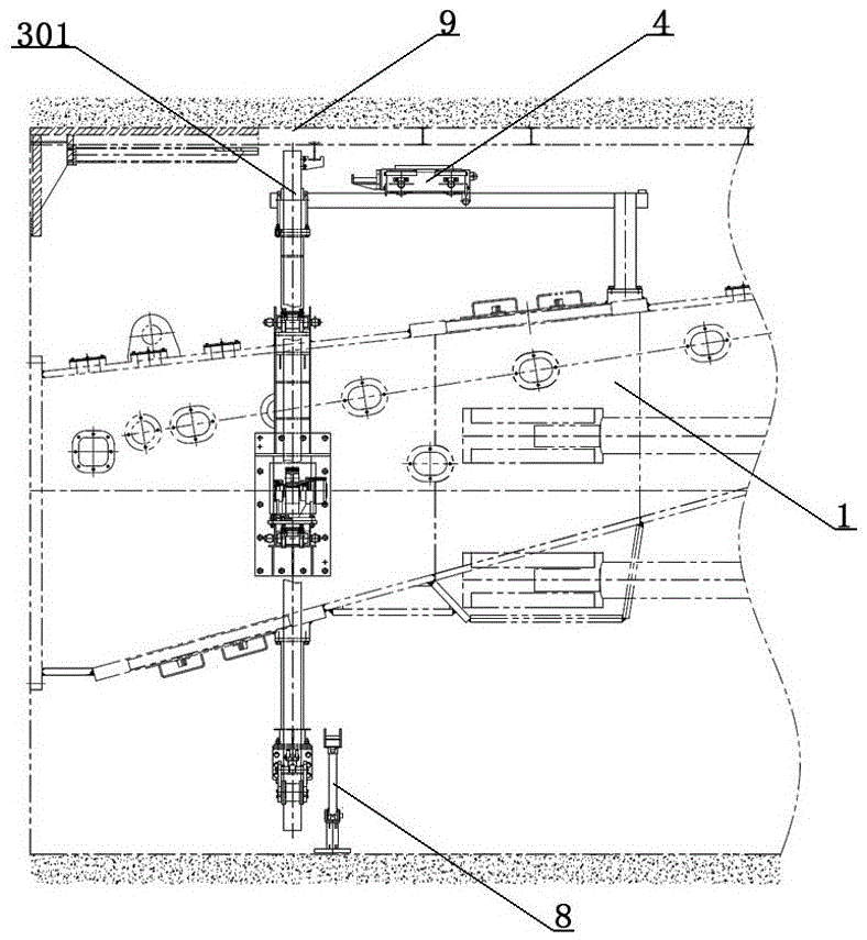 A steel arch beam assembly device for hard rock boring machine