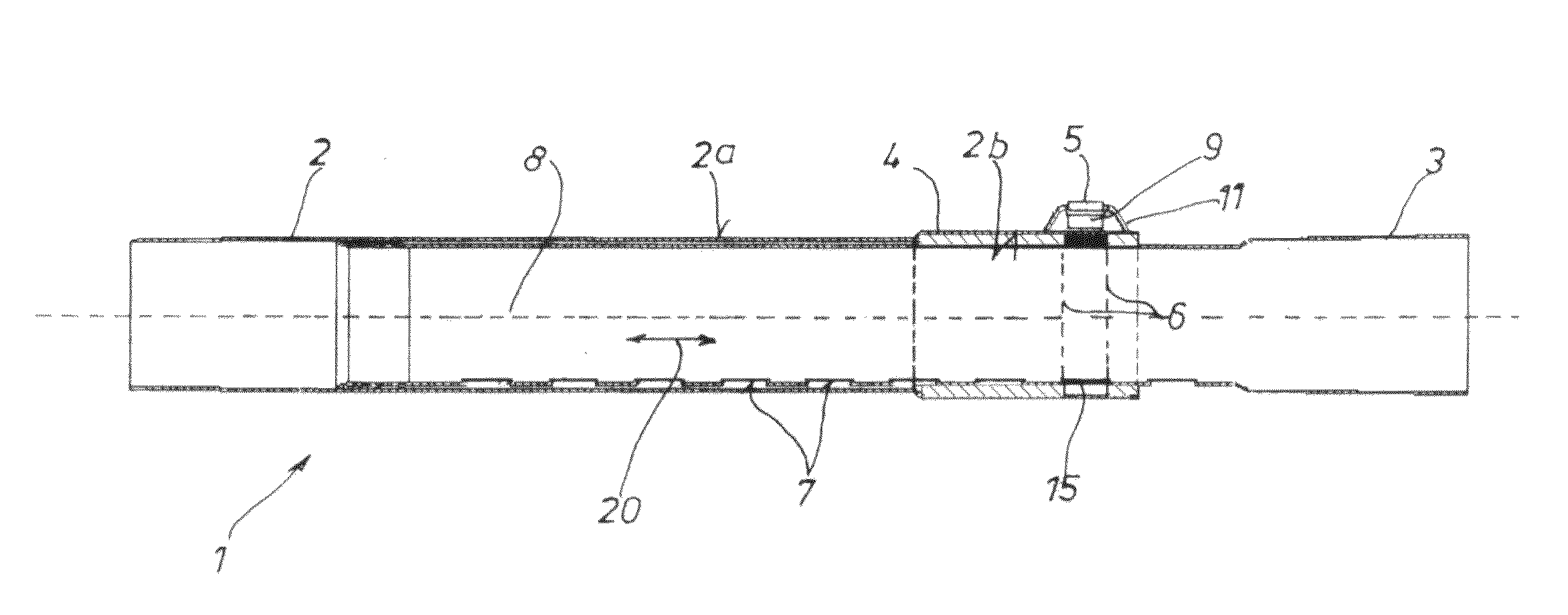 Telescopic vacuum cleaner suction tube with an interlocking element in the form of a bow spring