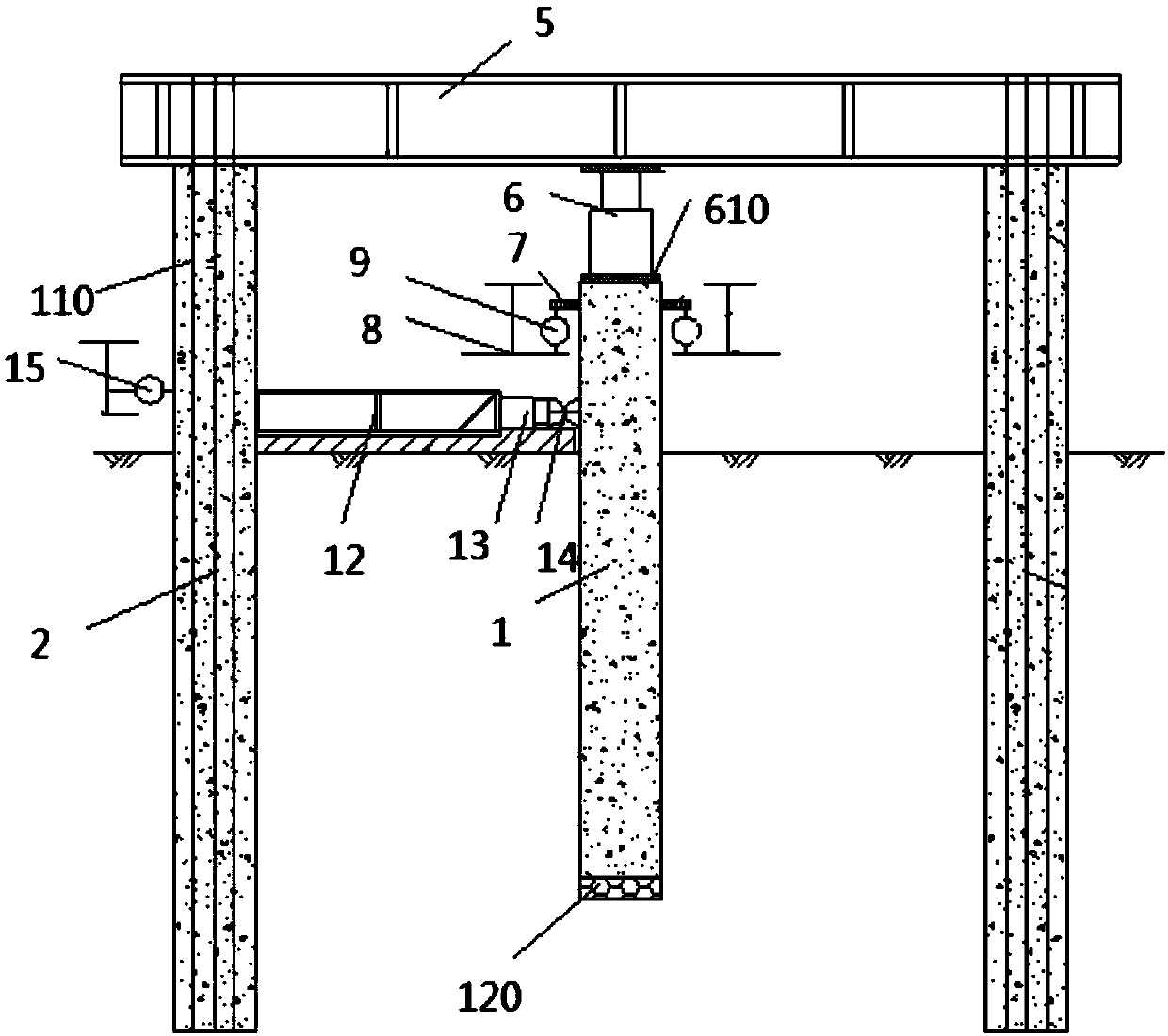 Field test method of influence on vertical bearing capacity of pile foundation by horizontal cyclic load