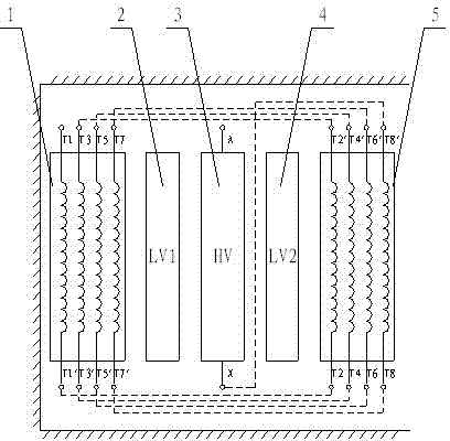 Voltage-regulating winding structure of splitting winding type on-load tap-changing transformer