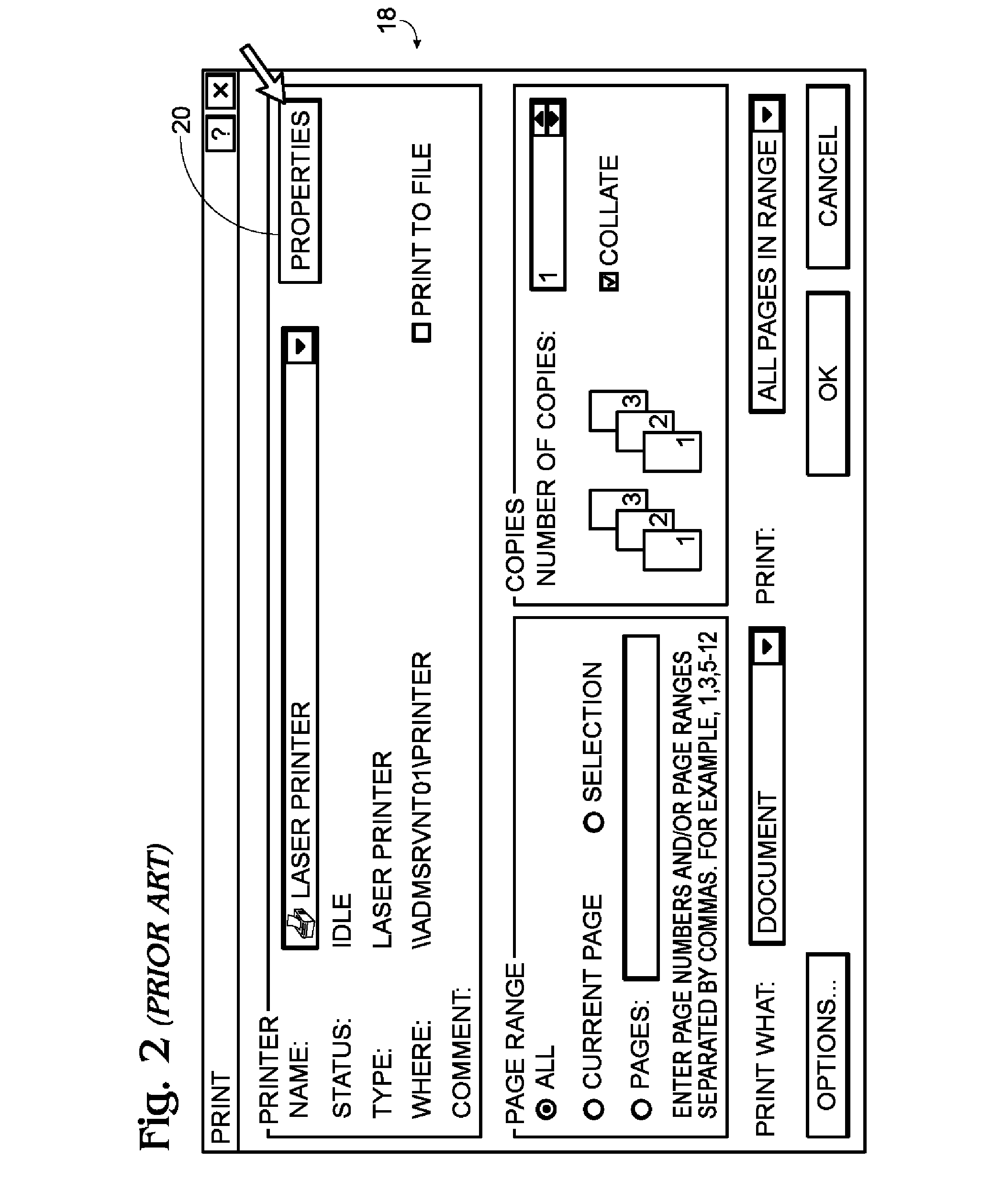 Printer driver with automatic inquiry of user preferences