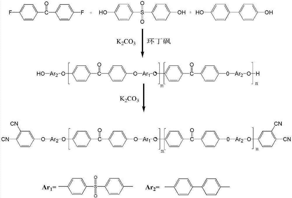 Phthalonitrile-terminated polyaryletherketone resin and preparation method thereof