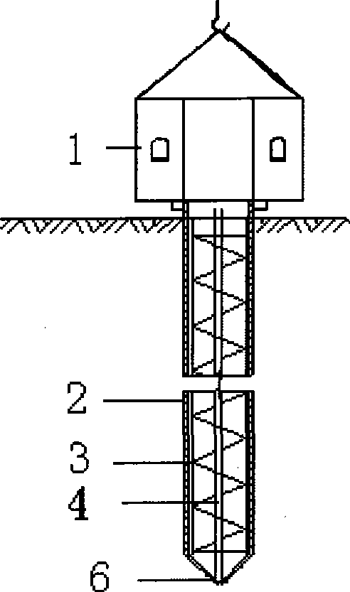 Construction method of vibrating immersed tube gravel slip-casting pile