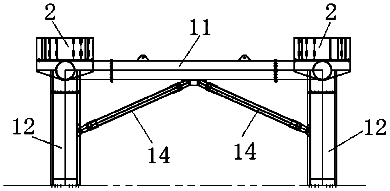 Height-increasing tooling and height-increasing method for a container gantry crane