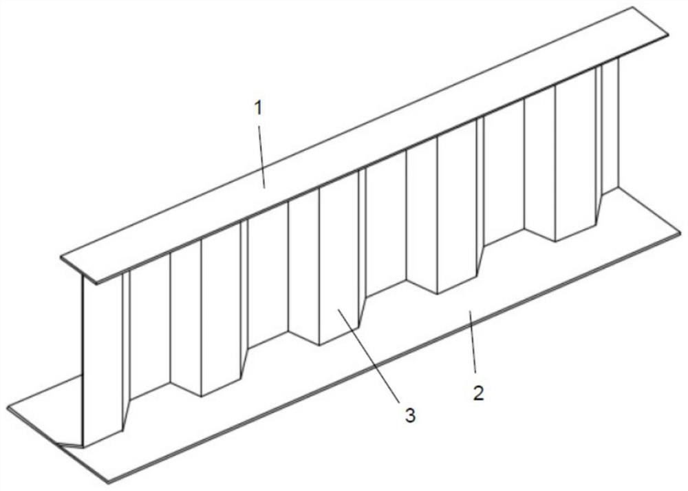 Novel H-shaped steel beam of unequal-flange steel-concrete combined corrugated web and manufacturing method thereof