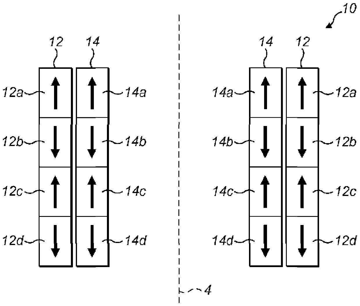 Permanent magnet array for a rotor of a magnetic bearing and method of assembling the array