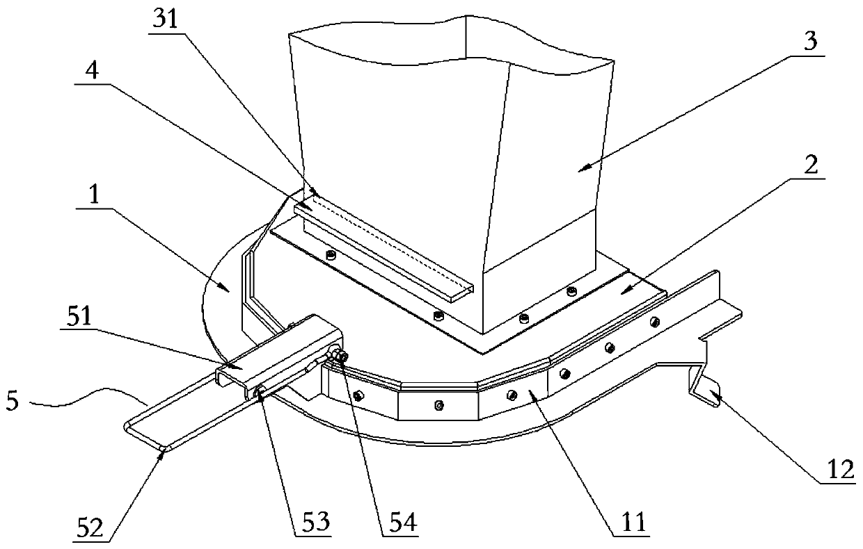 Material receiving ring device of color sorter discharge hopper