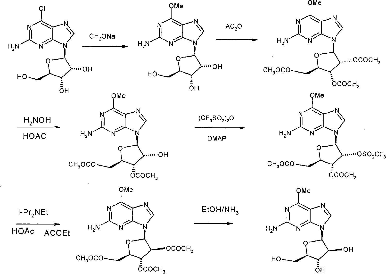 Method for synthesizing nelarabine