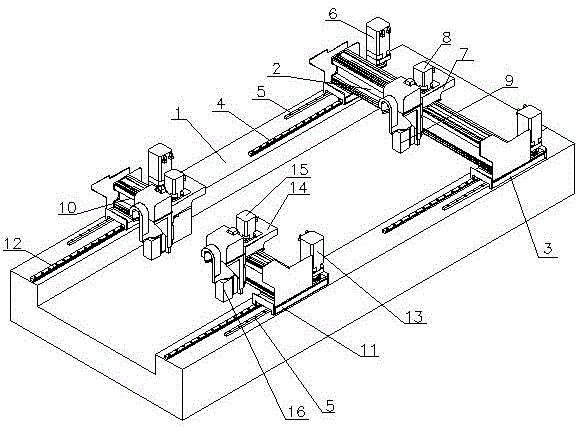 Laser cutting machine with three laser cutting heads